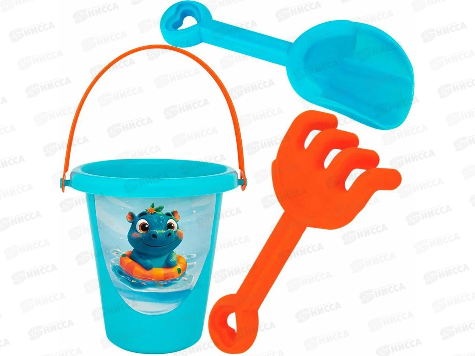 Набор песочный КРОКОТАМ Бегемотик 3пр., голубо-красный ПН9-Г *30