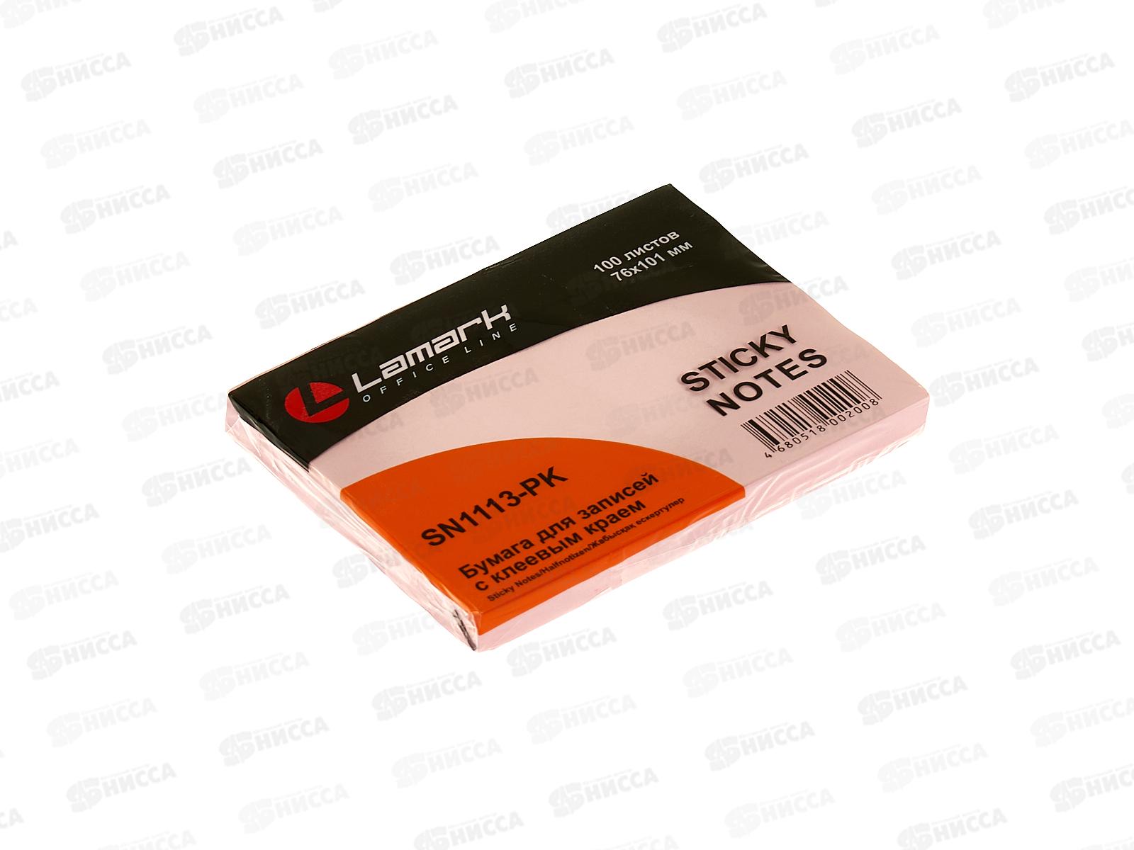 Блок липкий LAMARK  76*101мм 100л розовая пастель, 1113-РК *12/144