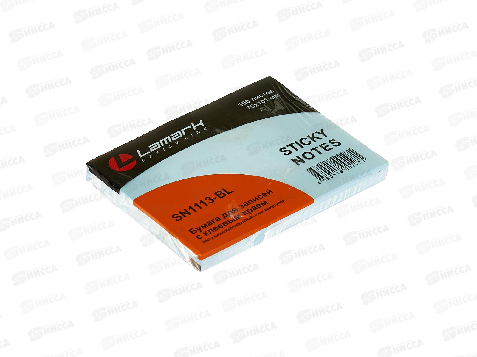 Блок липкий LAMARK  76*101мм 100л голубая пастель, 1113-BL *12/144