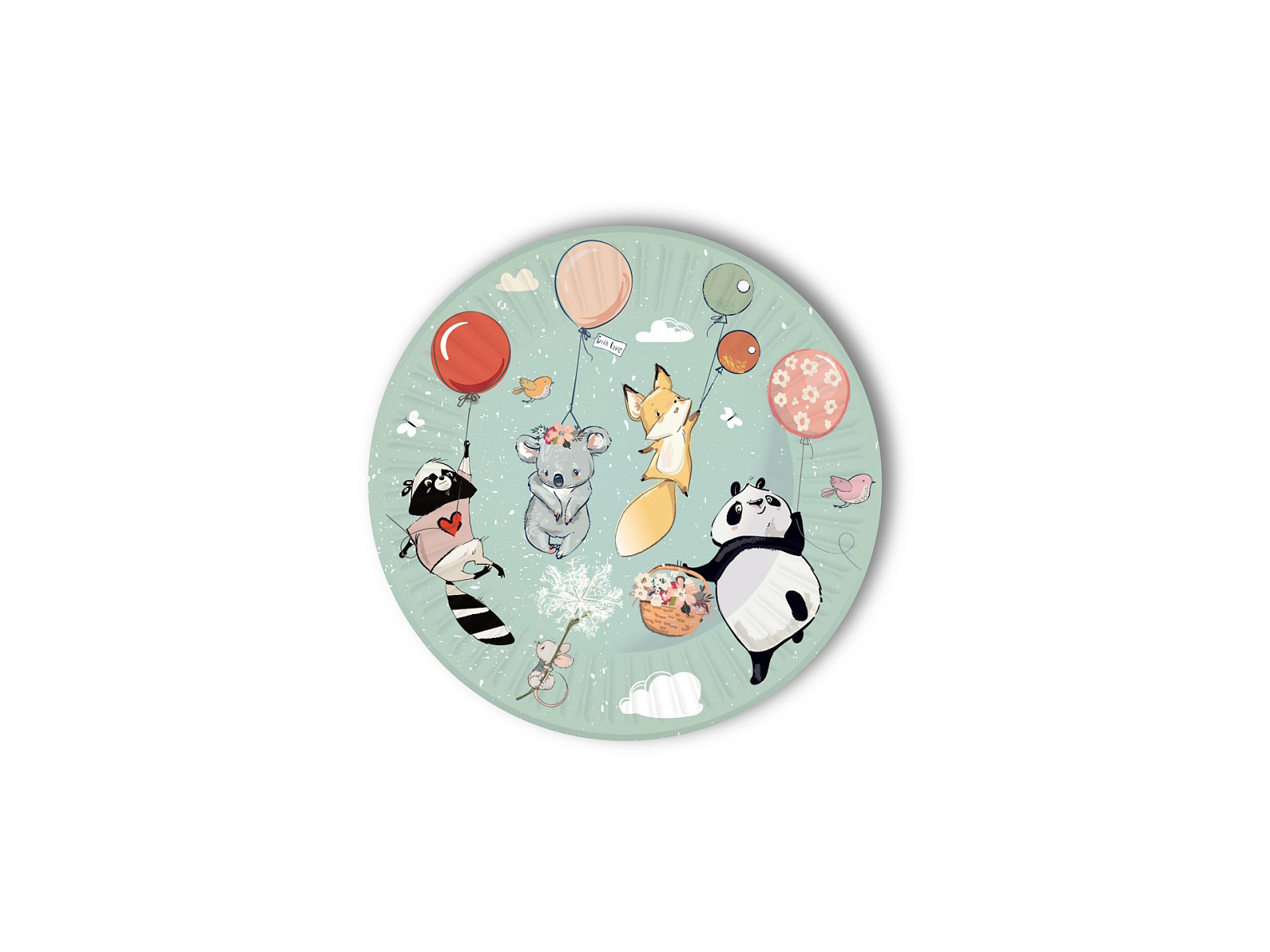 Тарелки бумажные Звери на шариках (18см, 6шт) флоупак, ТМ-2124