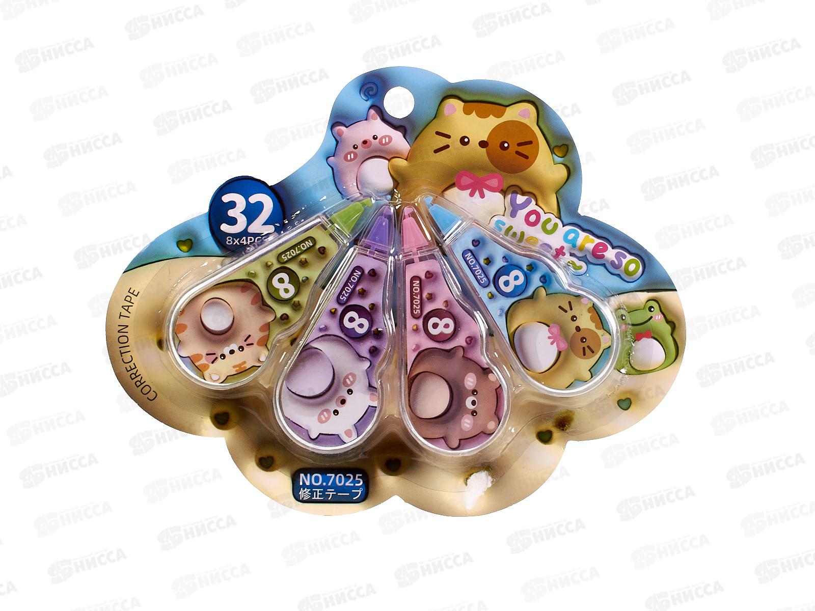 Корр.лента Basir набор 4шт. Забавные животные  8м роллер 7025/576 *24