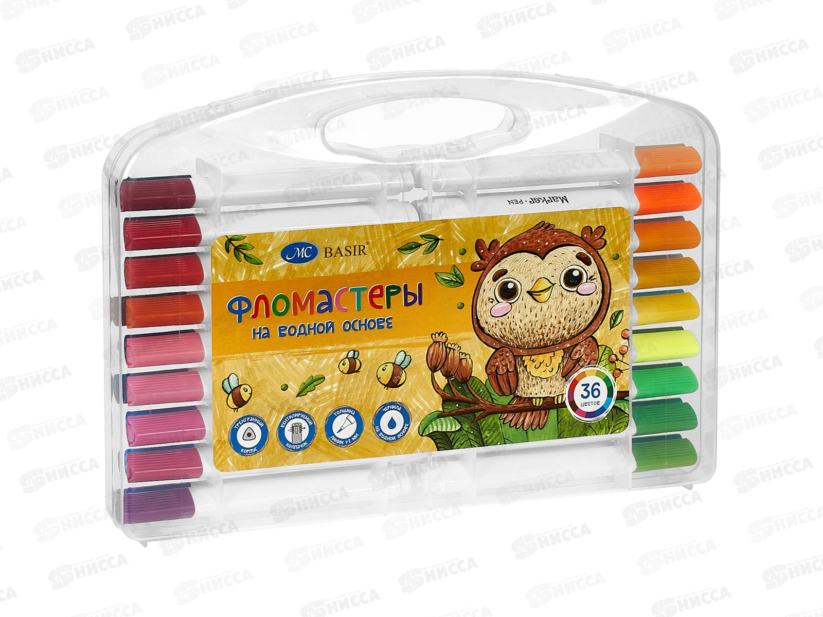 Фломастеры 36цв. BASIR Сова, с мягкой кистью в/о МС-7154-36 *9/36
