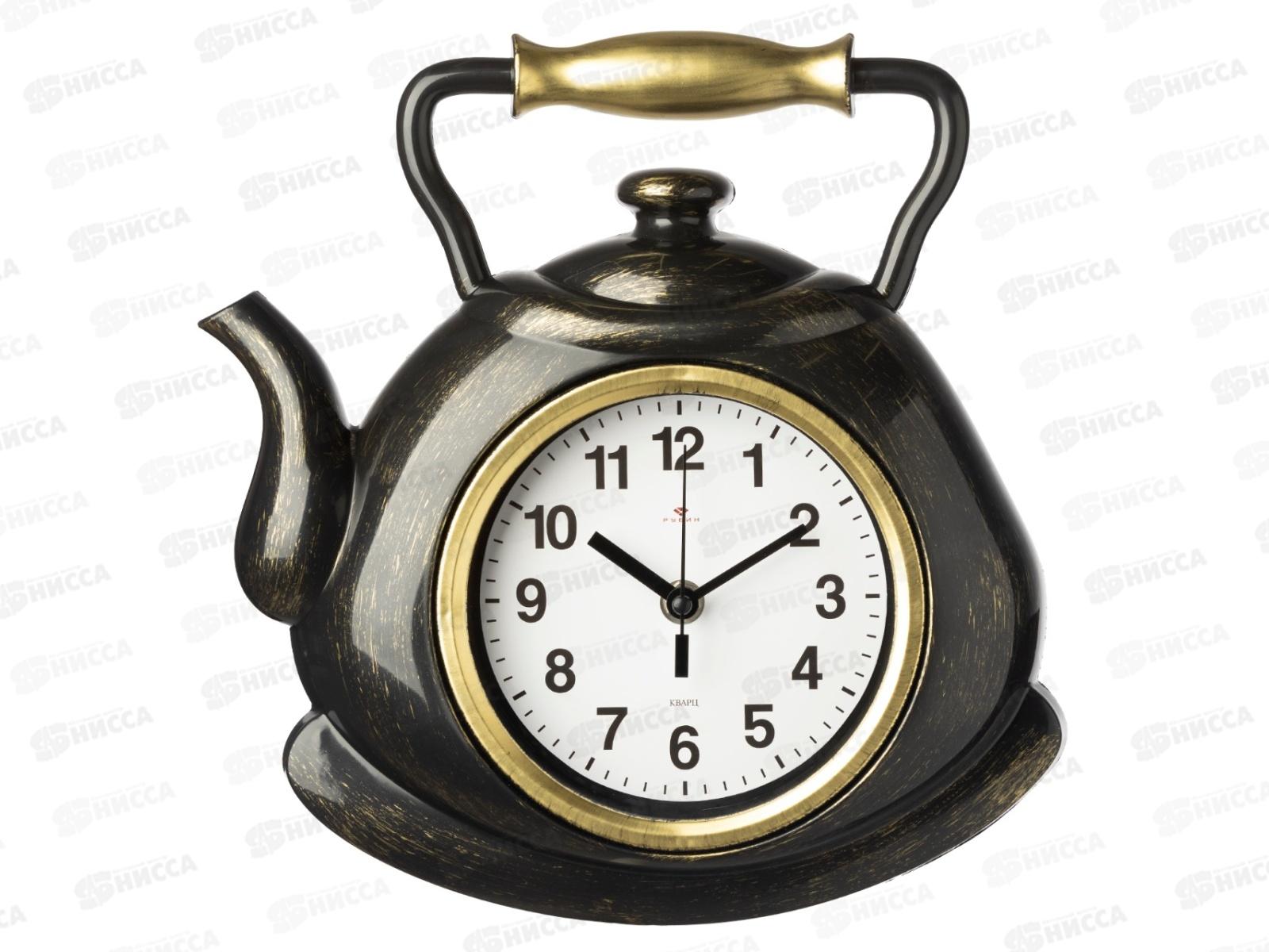 Часы &quot21 Век" 3129-006 чайник, корп черный с золотом "Классика" Рубин