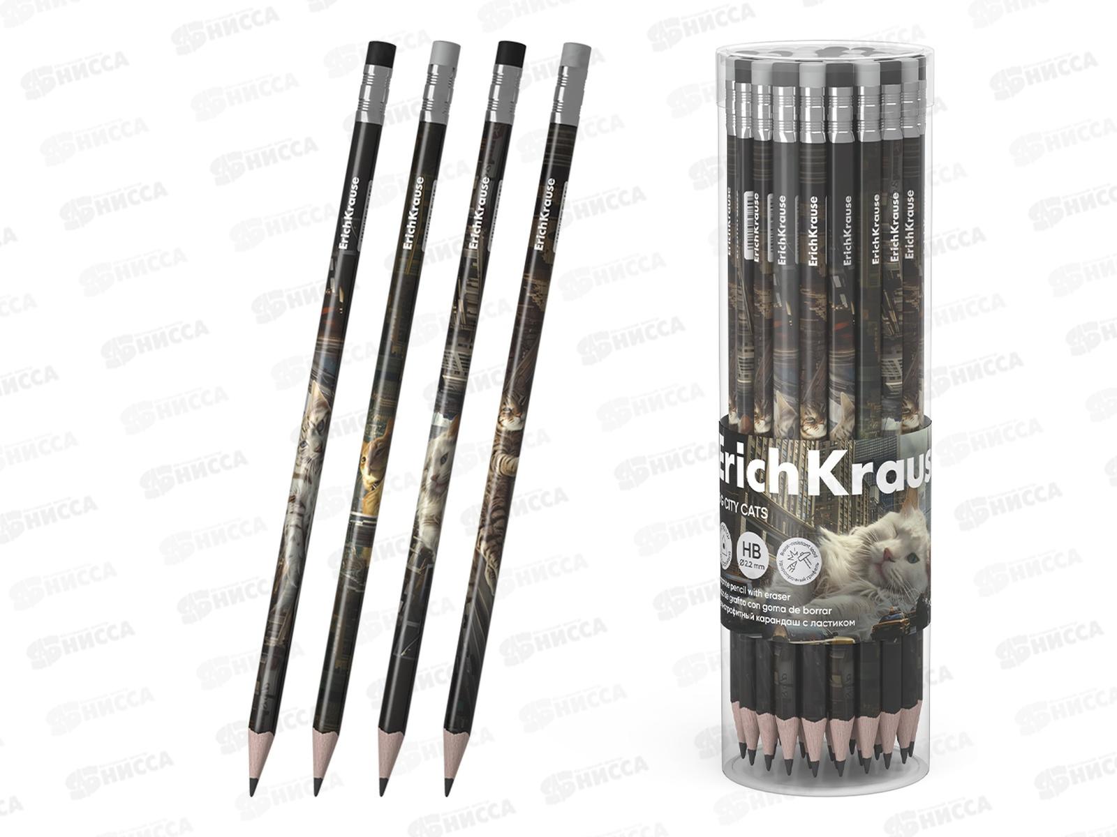 Карандаш ч/г с ласт. EК Big City Cats НВ 62760 *42/252