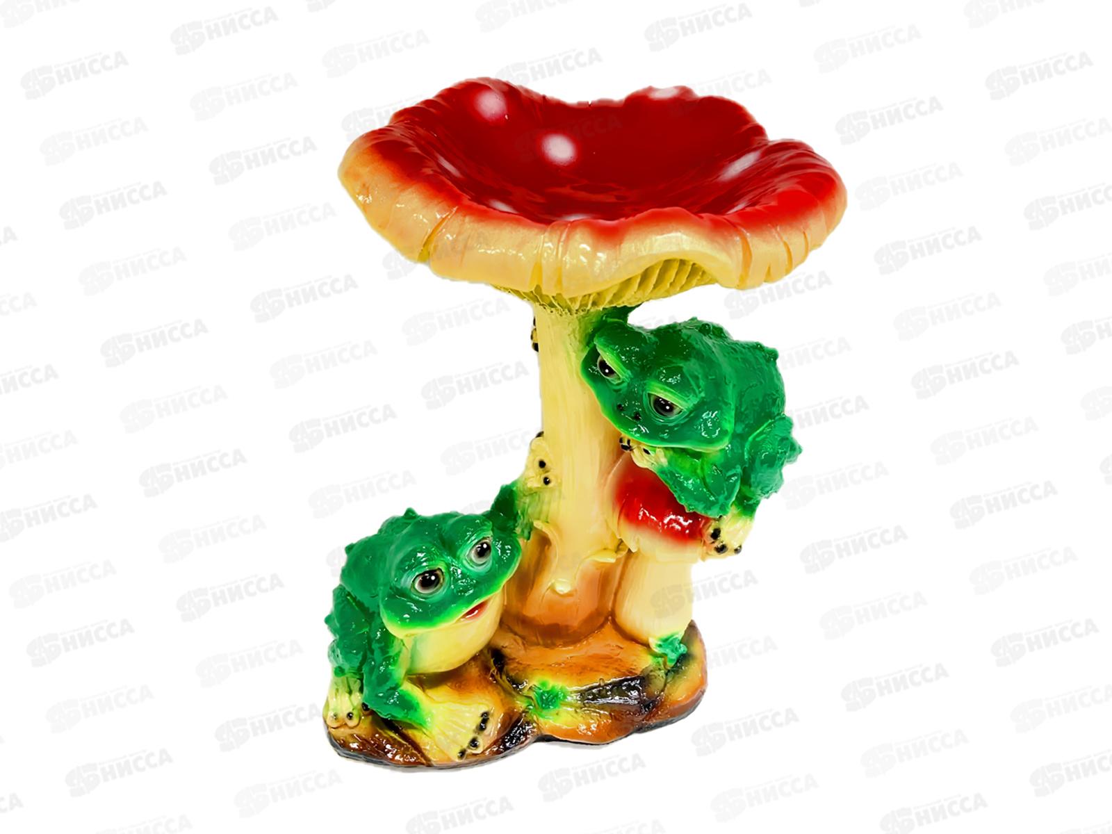 Фигура садовая из гипса "Мухомор и две лягушки" (440*300мм) арт.434