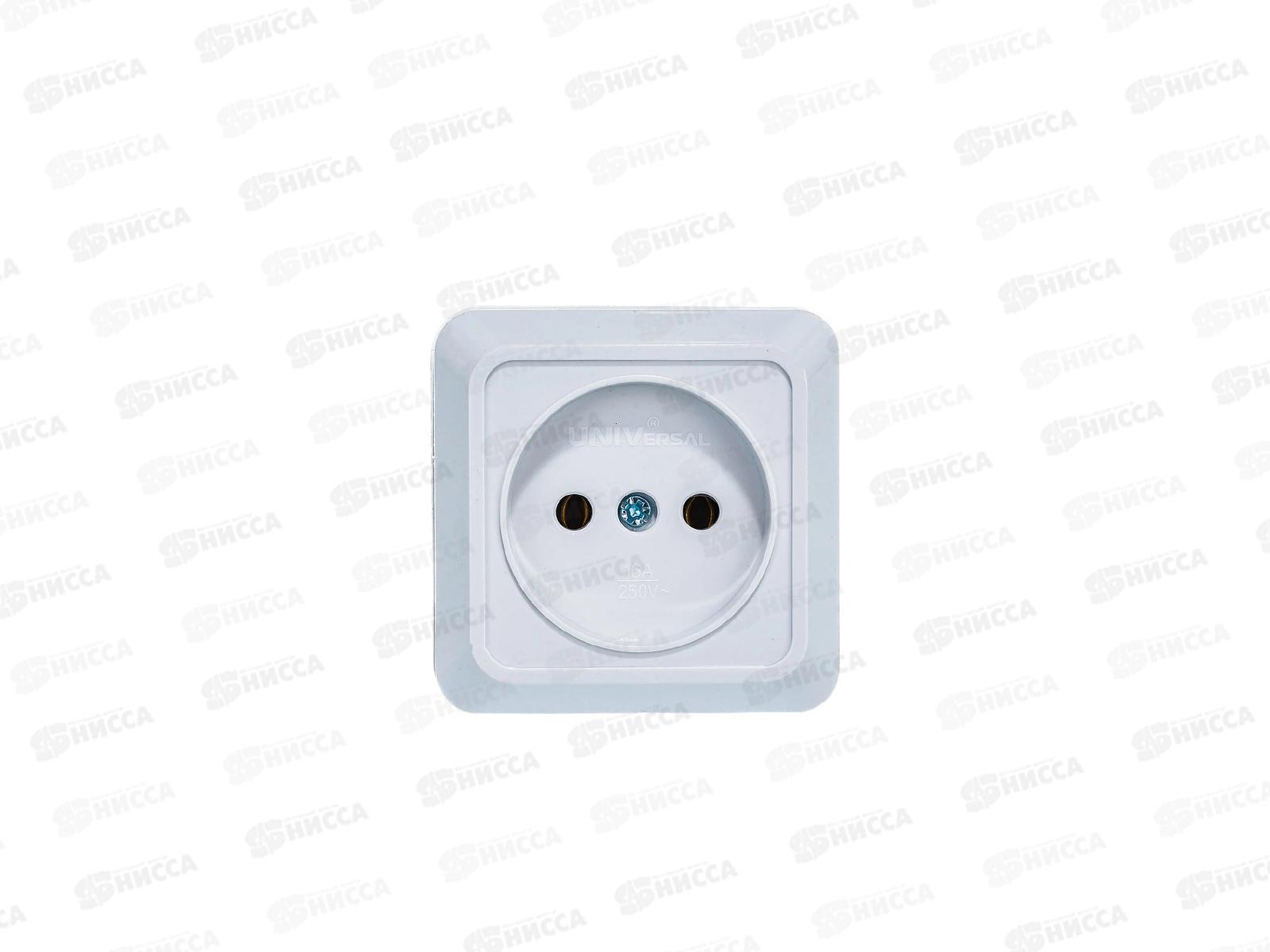 Розетка ОЛИМП 1-местная открытой установки, без заземления, 16А, 220В белая,керамика, O0022*10