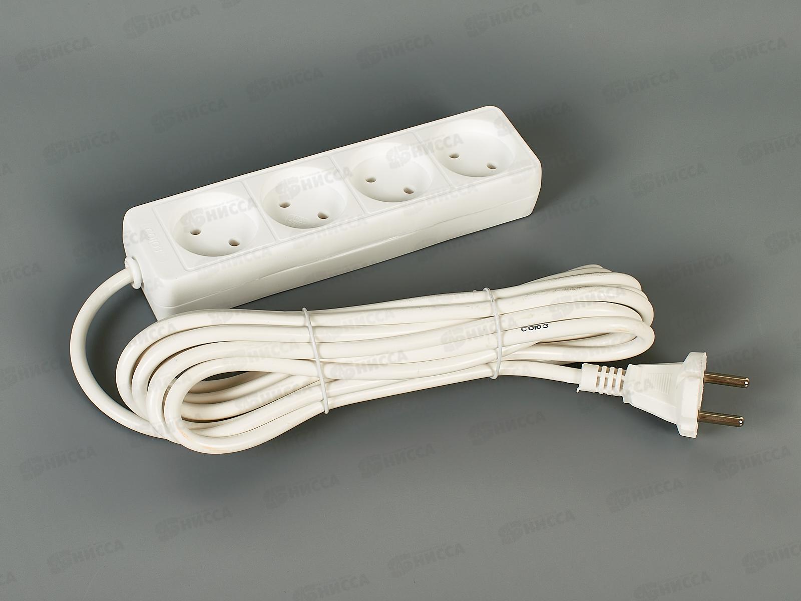 Удлинитель бытово СОЮЗ 2200ВТ 4гн. ПВС , без заземления 5м, 481S-1405