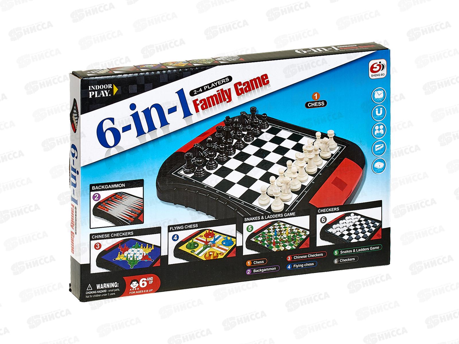 Настольная игра 6в1 (шахматы, шашки, игра-ходилка, нарды) 1000973