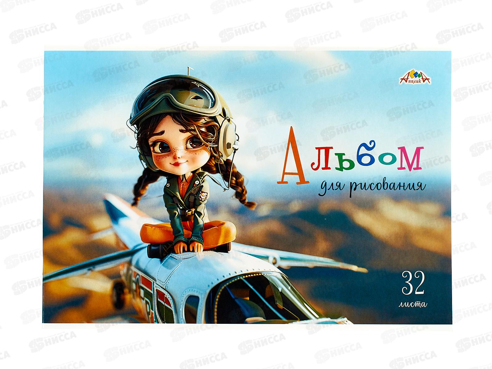 Альбом д/рис.32л Апплика,Девочка пилот,цв.мел.обл.С0226-65*40