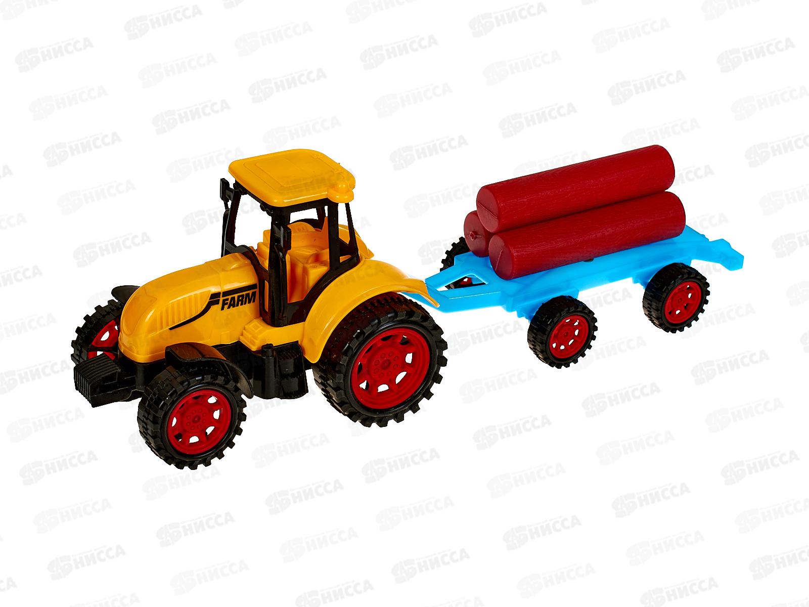 Трактор с прицепом и бревнами инерц. в ассорт., 1000624