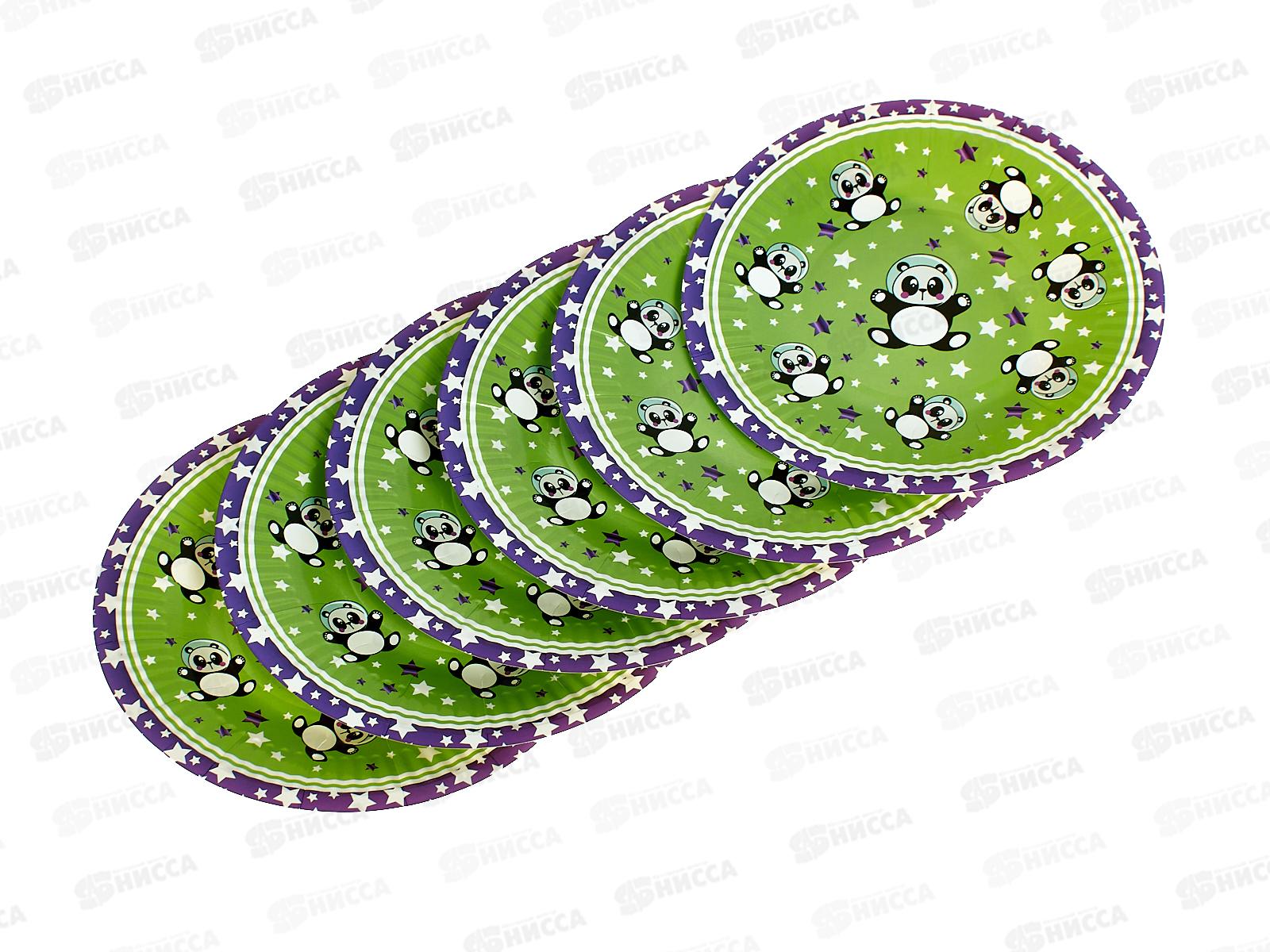 Тарелка бумажная  Акад d-18см 6шт Панда  MNZP-UA11-PLT18-H6