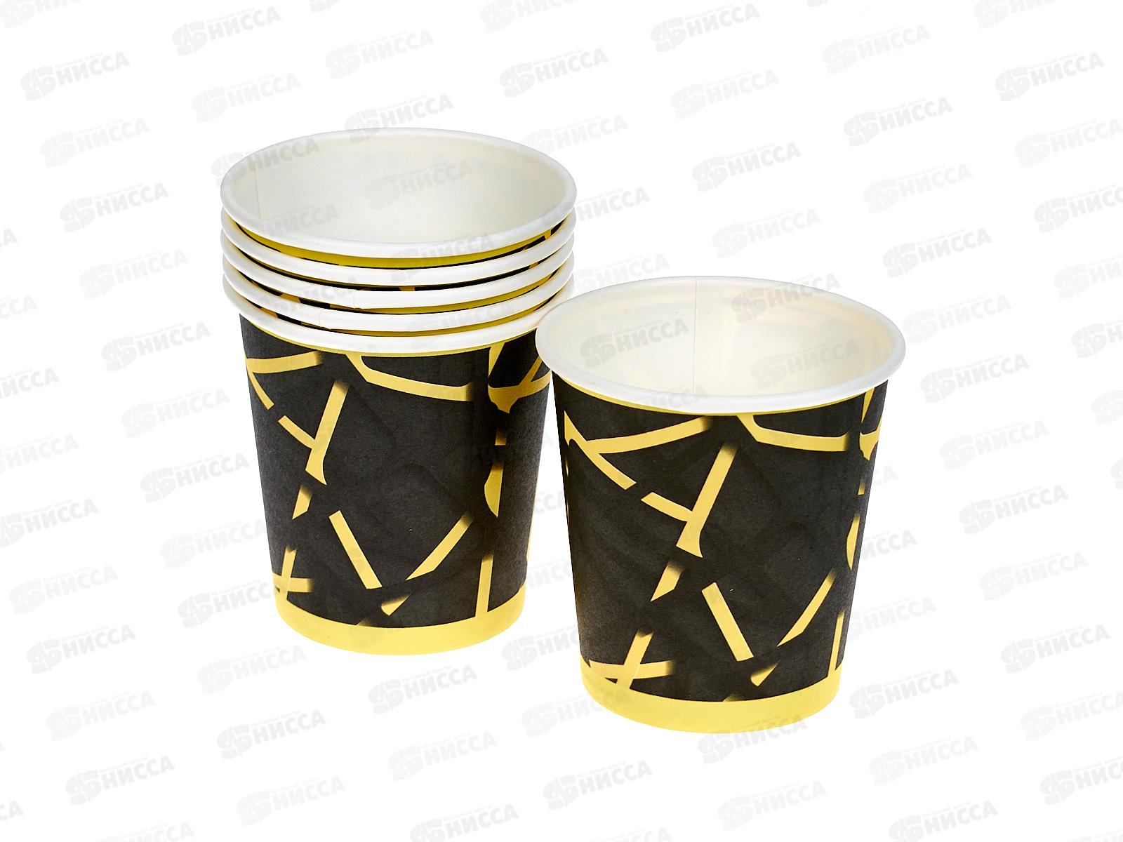 Стакан бум 6шт Акад. Черный с золотом 200мл.  MNZP-UA13-CP200-H6