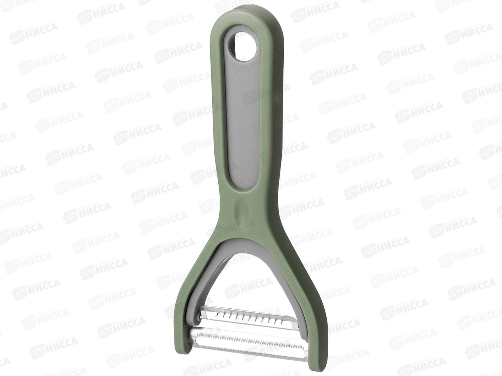 Овощечистка цвет зеленый 2в1 671-504 *24