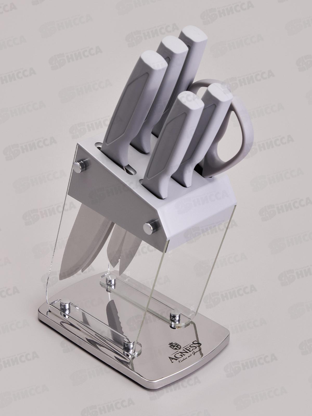 Набор ножей 7 предметов Agness на пластик подставке 911-783