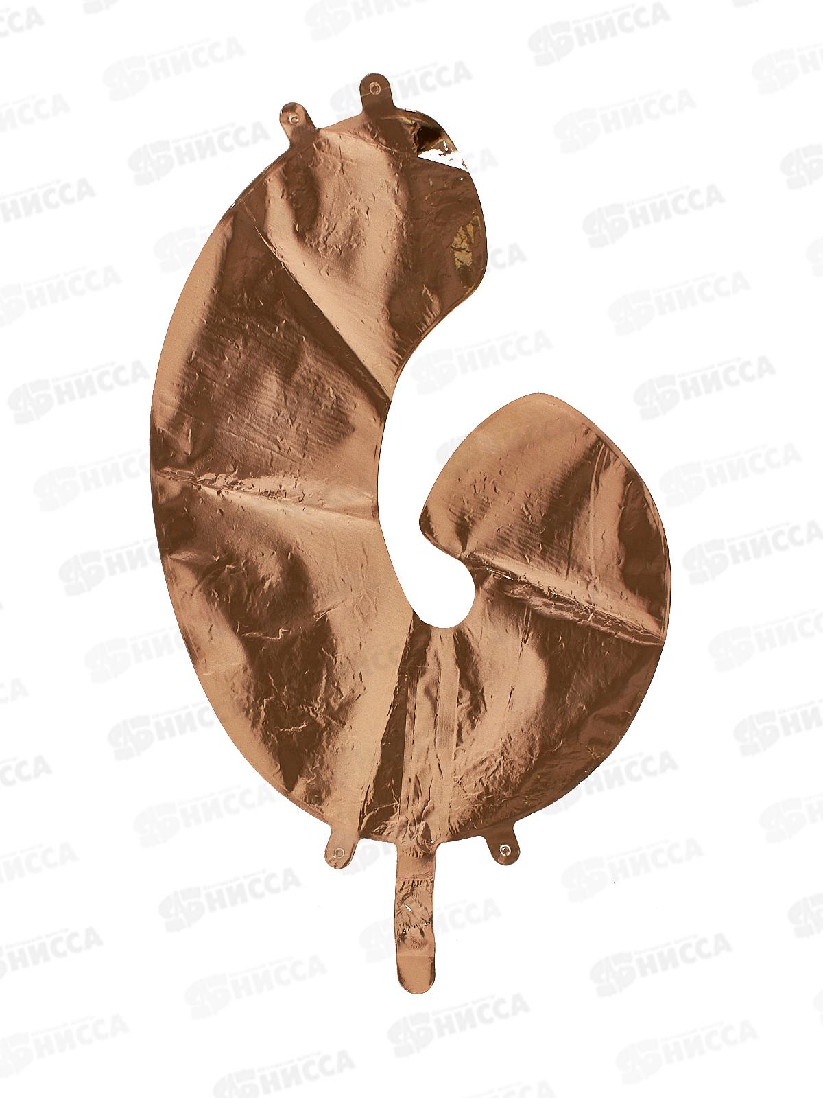 Шар фольга Цифра 6 16&quot Rose Gold, 1206-1217   *5