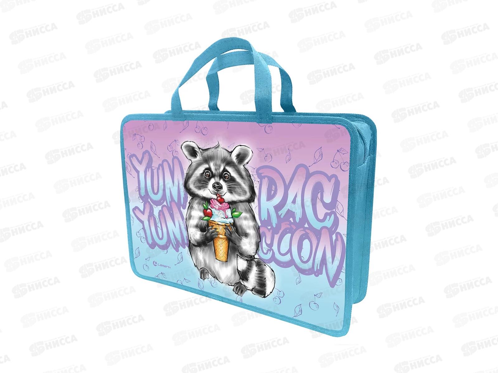 Папка-портфель A4 Lamark Сластена Енот, молн.с ручк.035