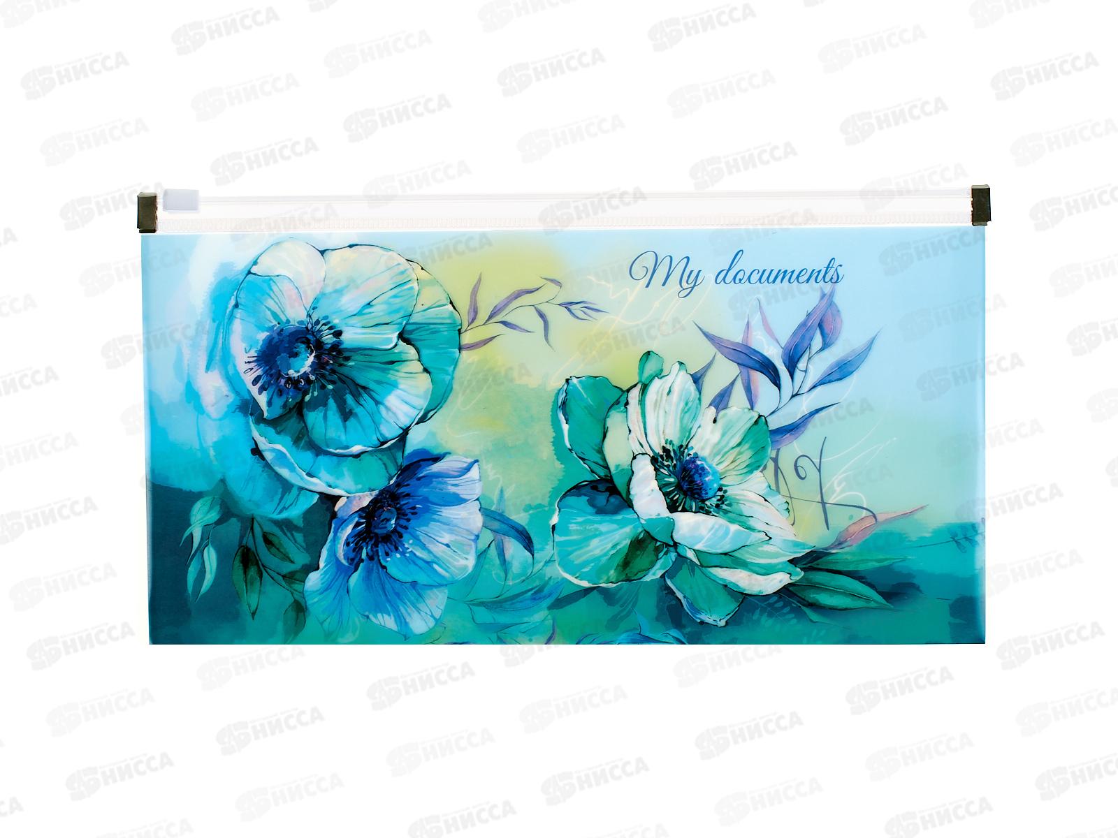 Папка д/документов ФЕН 26*14, Цветы, на молнии., 65888 *12