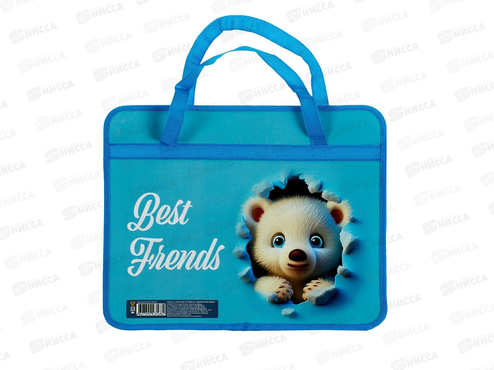 Папка дет. А4 с ручками ПЧЕЛКА "Любопытный мишка" ПМ-А4-25 *30