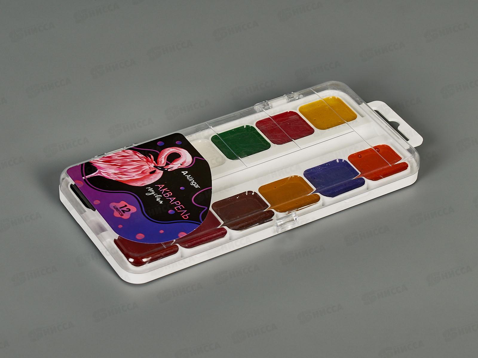 Акварель Alingar медовая 12цв. Фламинго к/у, б/к, AL11033 *15