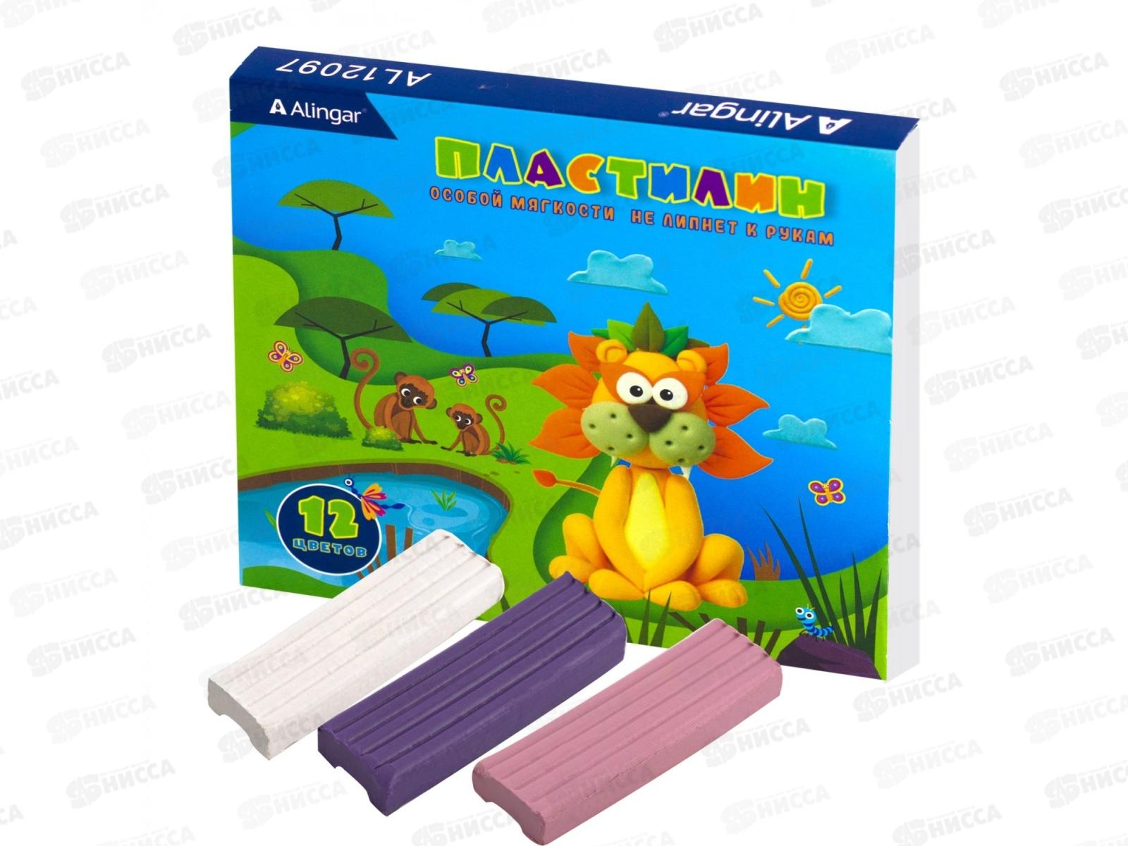Пластилин 12цв 180г Alingar Лев,AL12097 *36