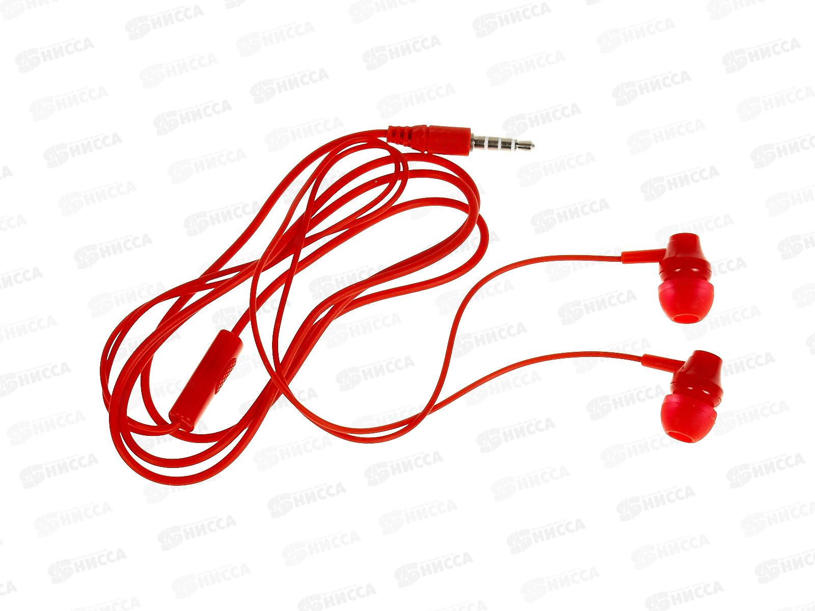 Наушники вакуумные AUX разъём с МК 1.1м, More Choice G38 красный