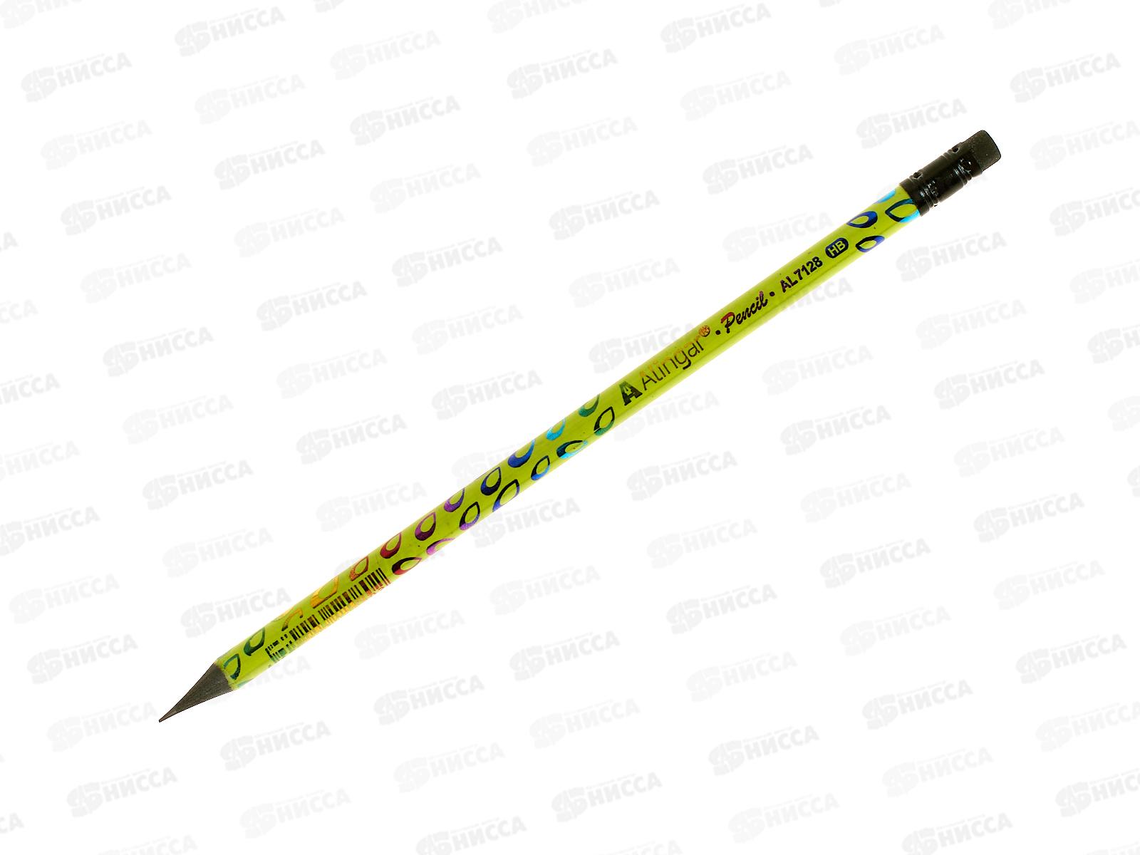 Карандаш ч/г с ласт. Alingar, асс, AL7128 *1/288