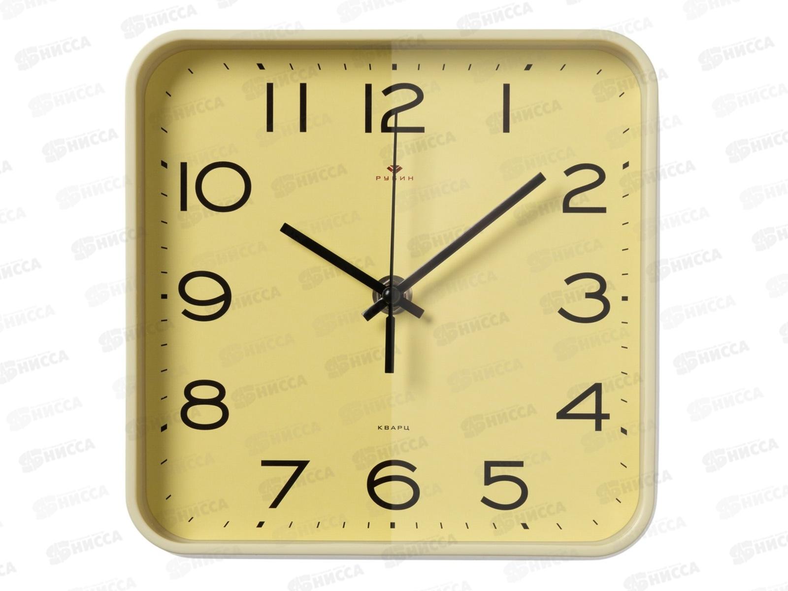 Часы &quot21 Век&quot 1918-008  квадр. Рубин d-19*19см желтый. Классика