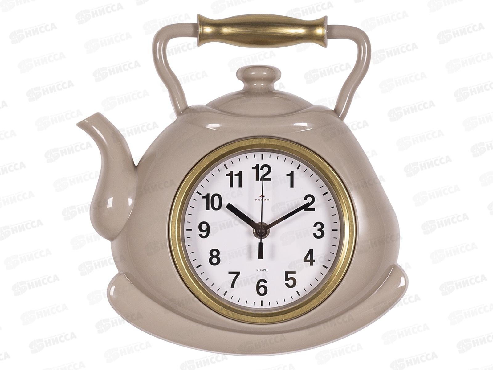 Часы &quot21 Век" 3129-003 чайник, корп бежевый с золотом "Классика" Рубин
