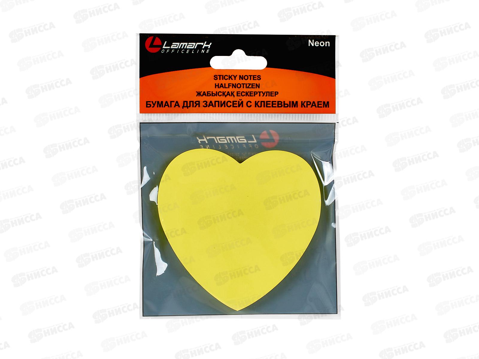 Блок д/зап. LAMARK фигурн. Сердце 50л неон. желтый  0140-YL *24