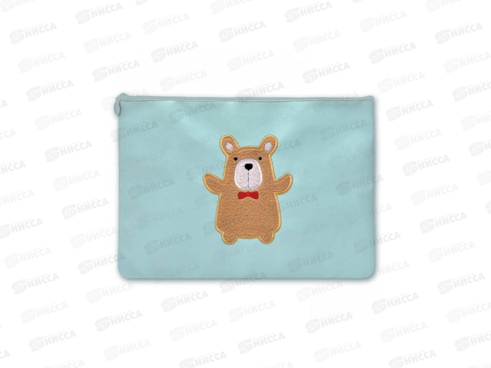 Папка на молнии Фен  Мишка голубой 46494