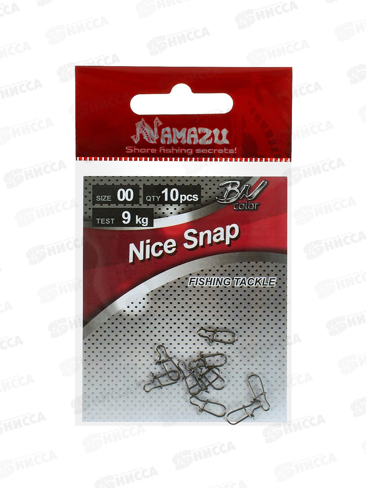 Карабин Namazu NICE SNAP, цв. BN, р.00, test-9кг, (уп.10шт) N-FT-NS00