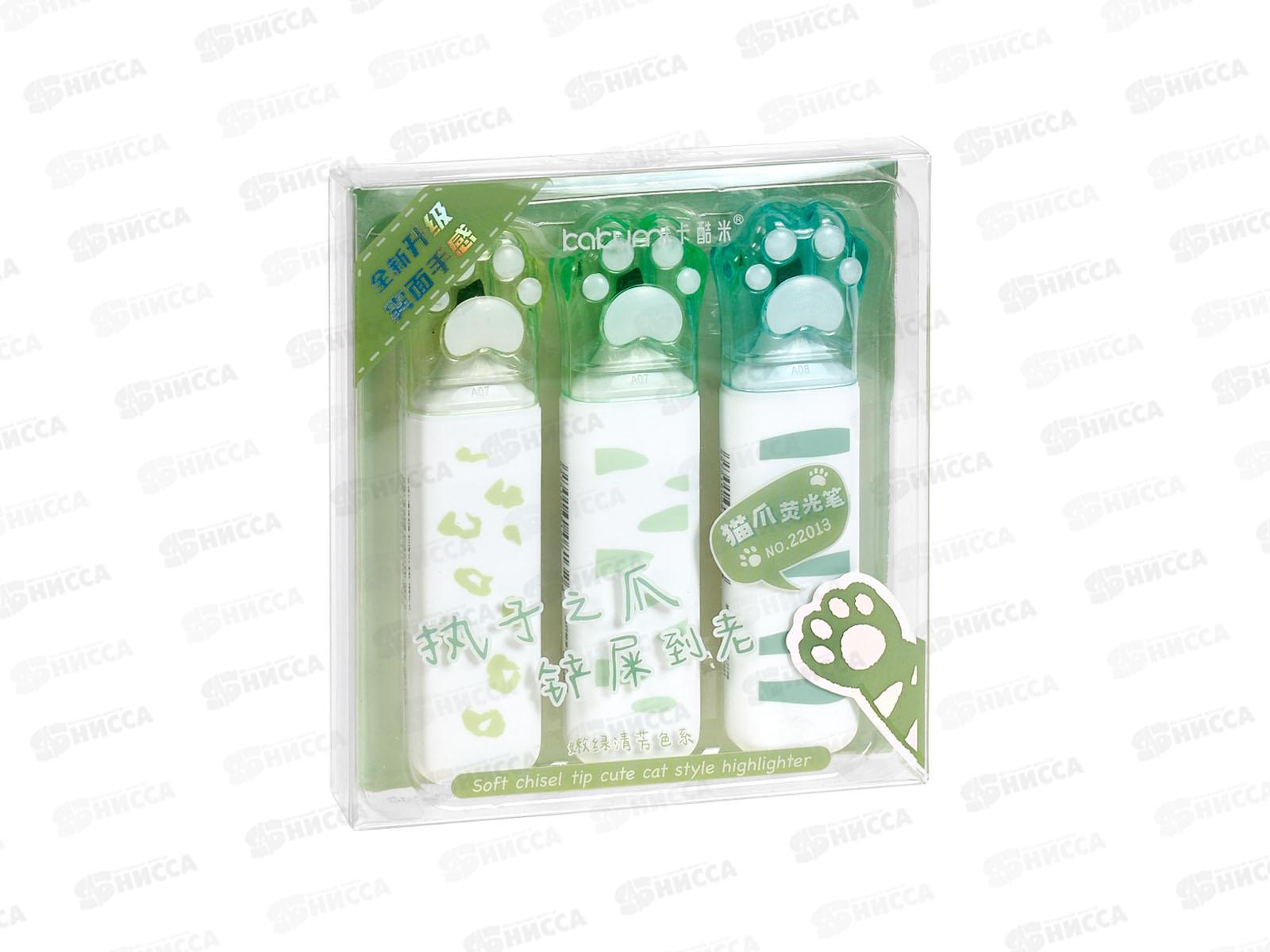 Набор маркеров-текстовыделителей 3в1 3цв Лапки 22013