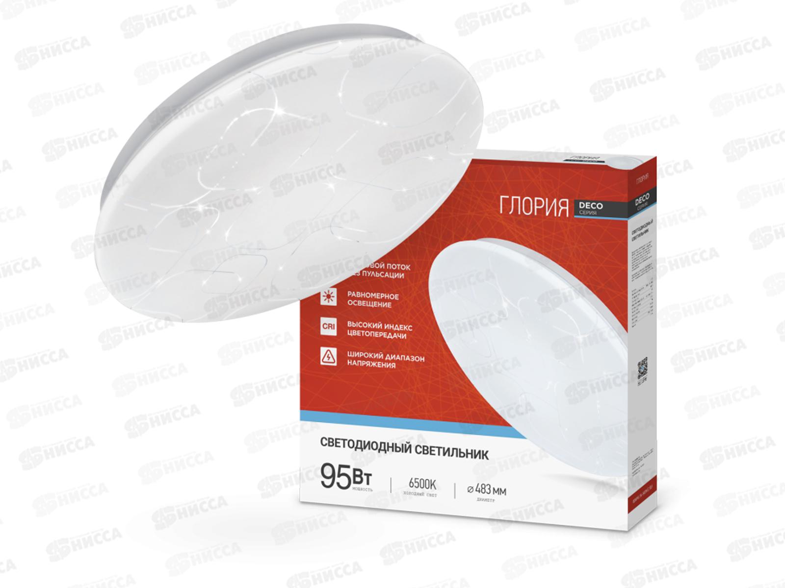 Светильник светодиодный inHOME DECO ГЛОРИЯ 95Вт 6500К 10000Kv 483*67мм