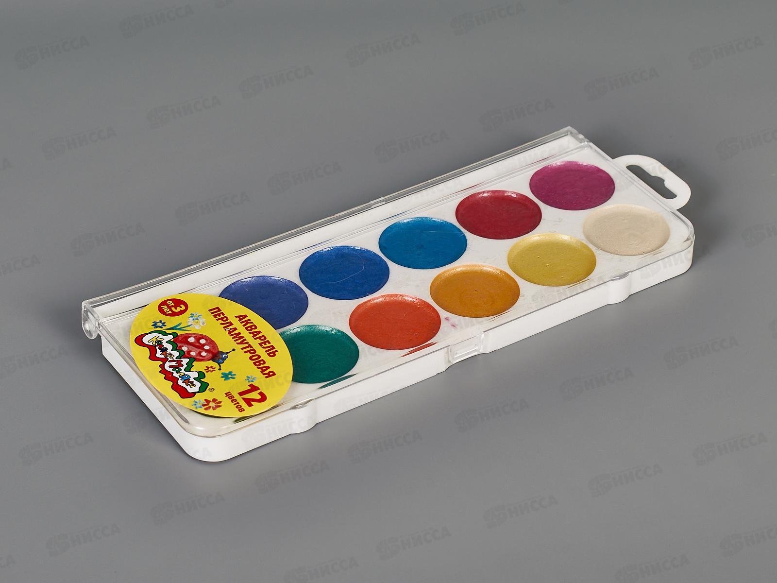 Акварель Каляка-Маляка  12цв Перламутр б/к пл/уп европод. АПКМ12*30