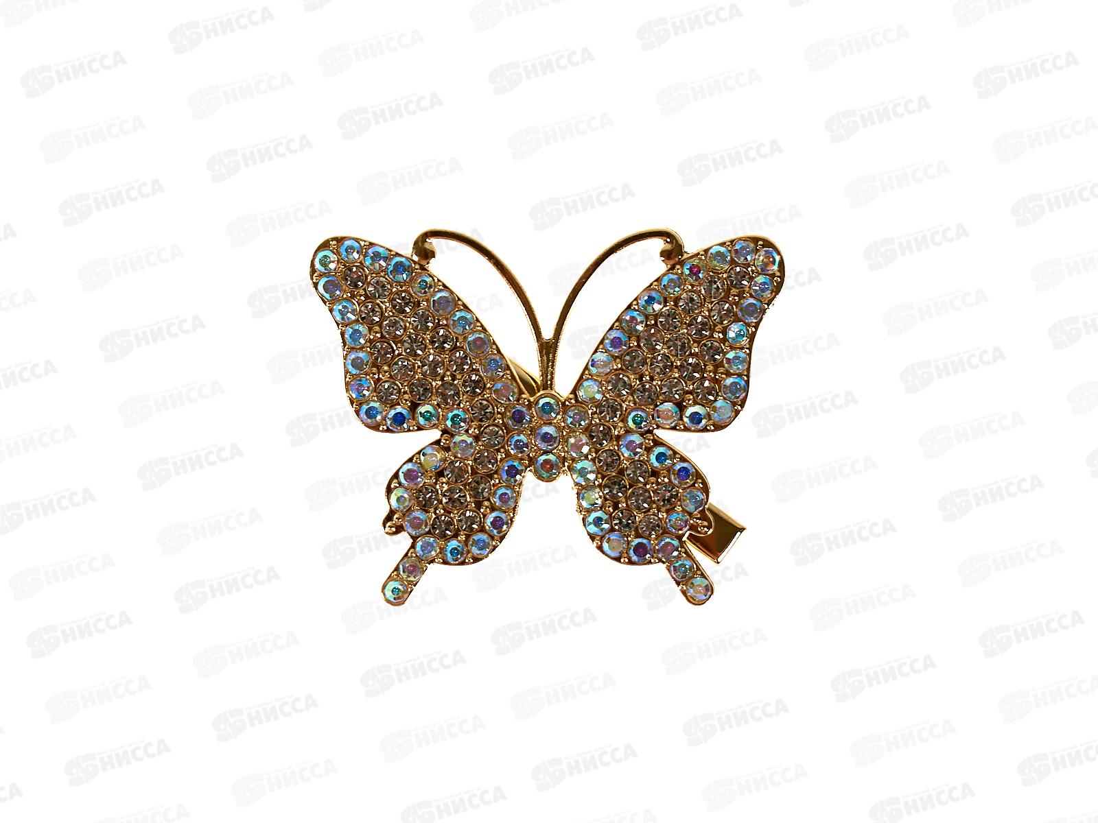 Заколка-уточка &quotБабочка&quot п/зол со стразами №5314