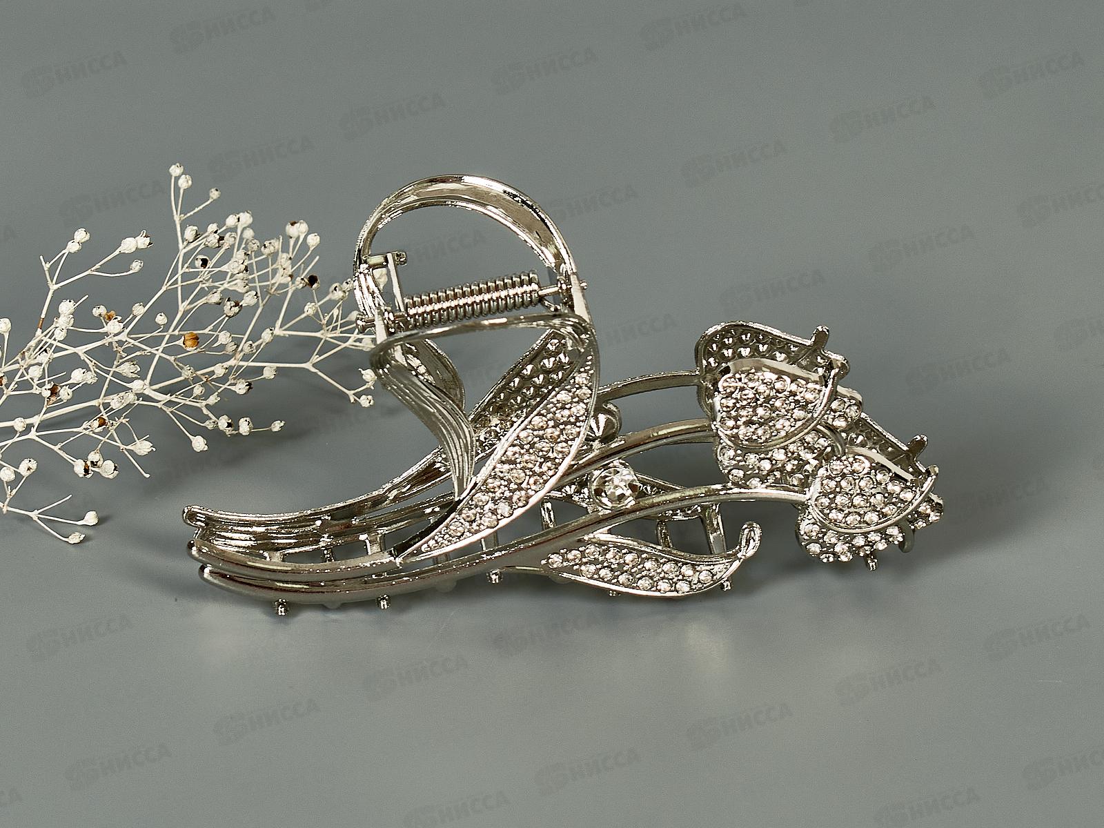 Краб металл. &quotЦветок&quot 11см п/сер со стразами №8677