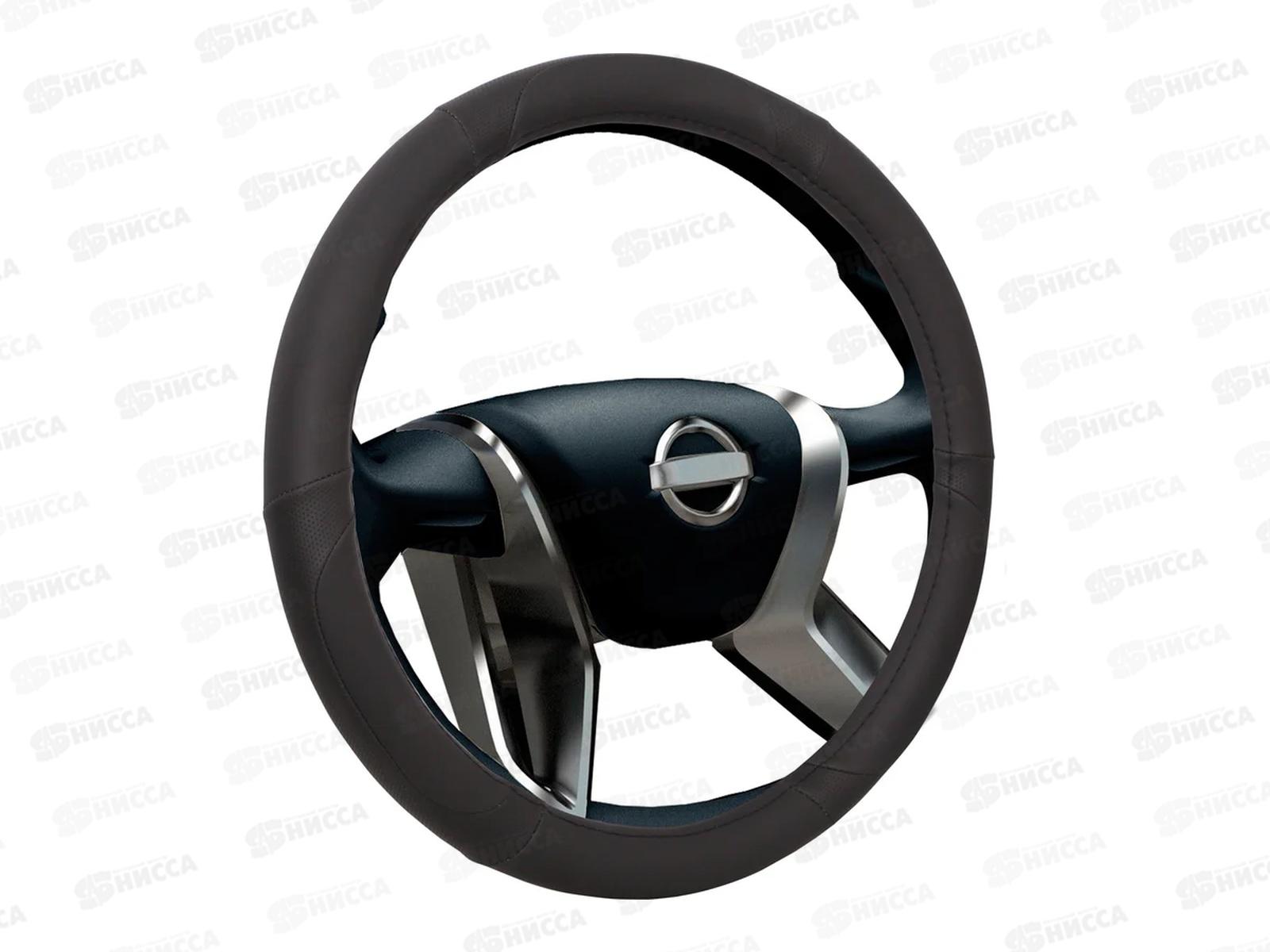 Оплетка на руль Voin Combo экокожа М d-38см черный