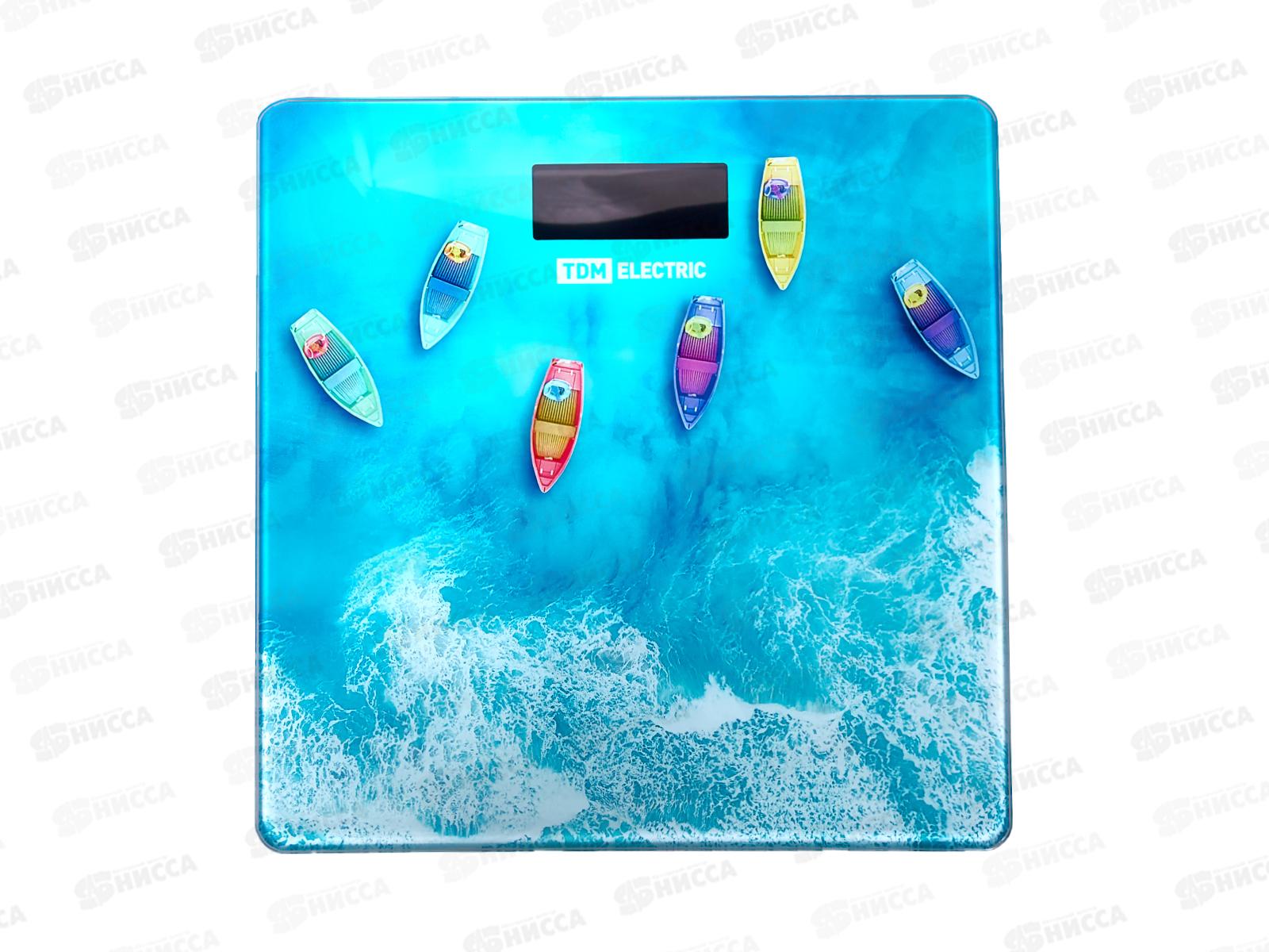 Весы напольные TDM &quotМоре&quot, стекло, деление 0,01кг, макс. 180кг, 0008