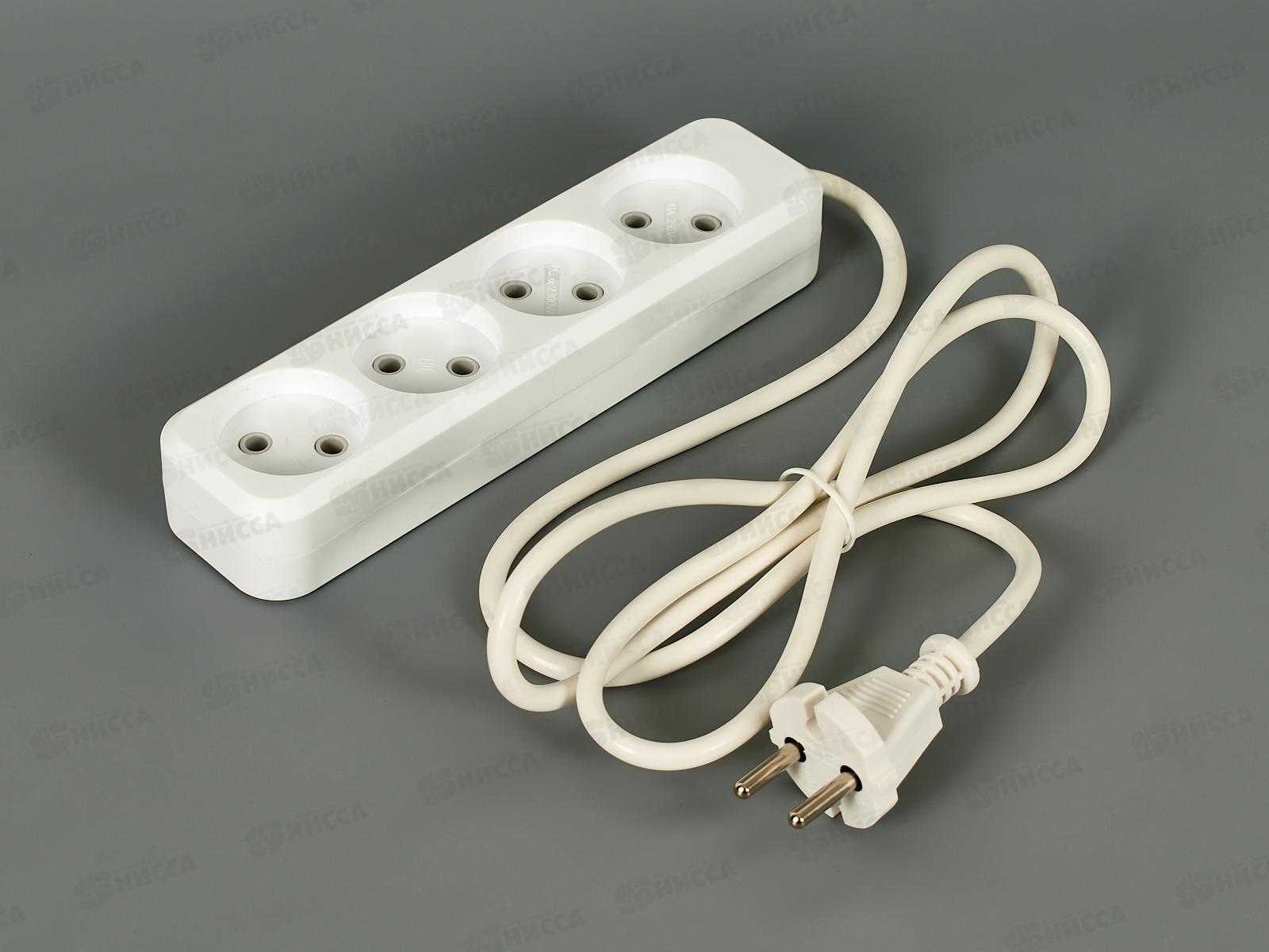 Удлин. TDM УН3 4гнезда 1.5м без заземления, 10А, 2300Вт белый народный У-42016 1315