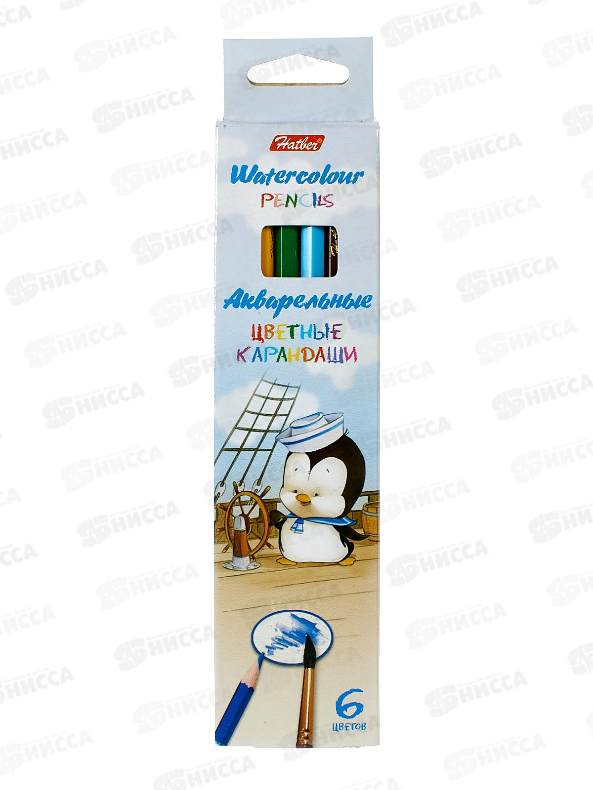 Карандаши  6цв Hatber Пингвин-капитан,06360 *24/384