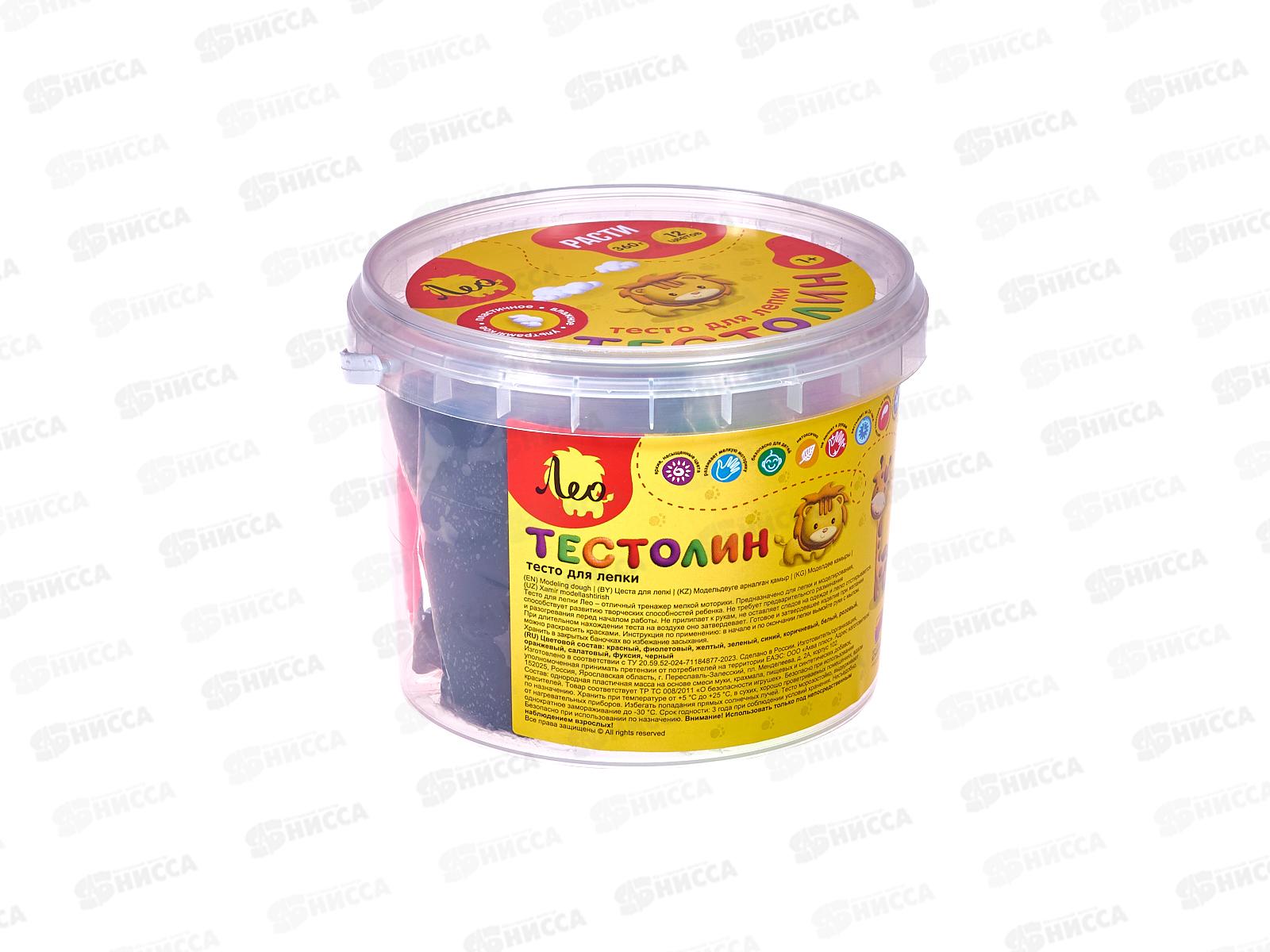 Тесто для лепки "Лео" Тестолин 360г, 12цв., LPLD-0112