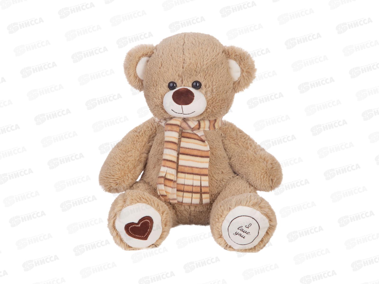 Медведь Фреди 38см, кофейный с шарфом, МФР-50К,  Мила