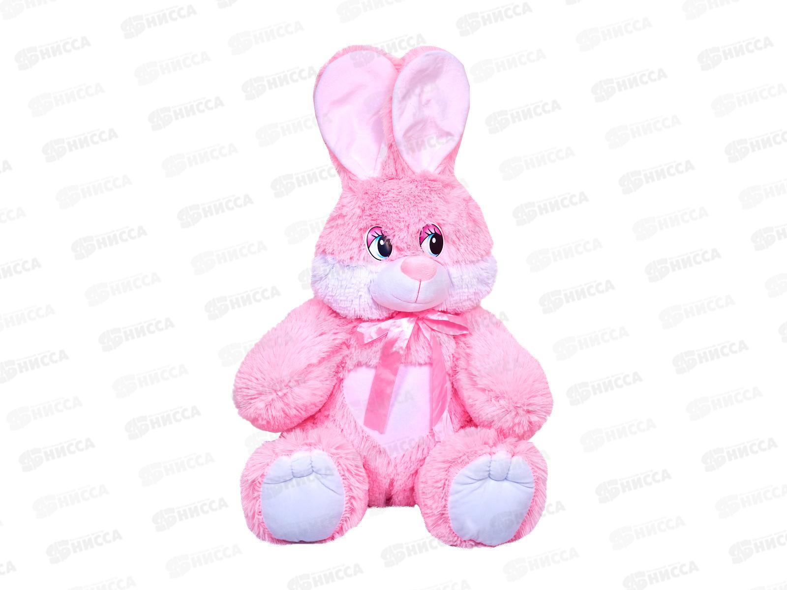Заяц Ляля 40см, ЗЛ-55Р цвет-розовый, с лентой  Мила