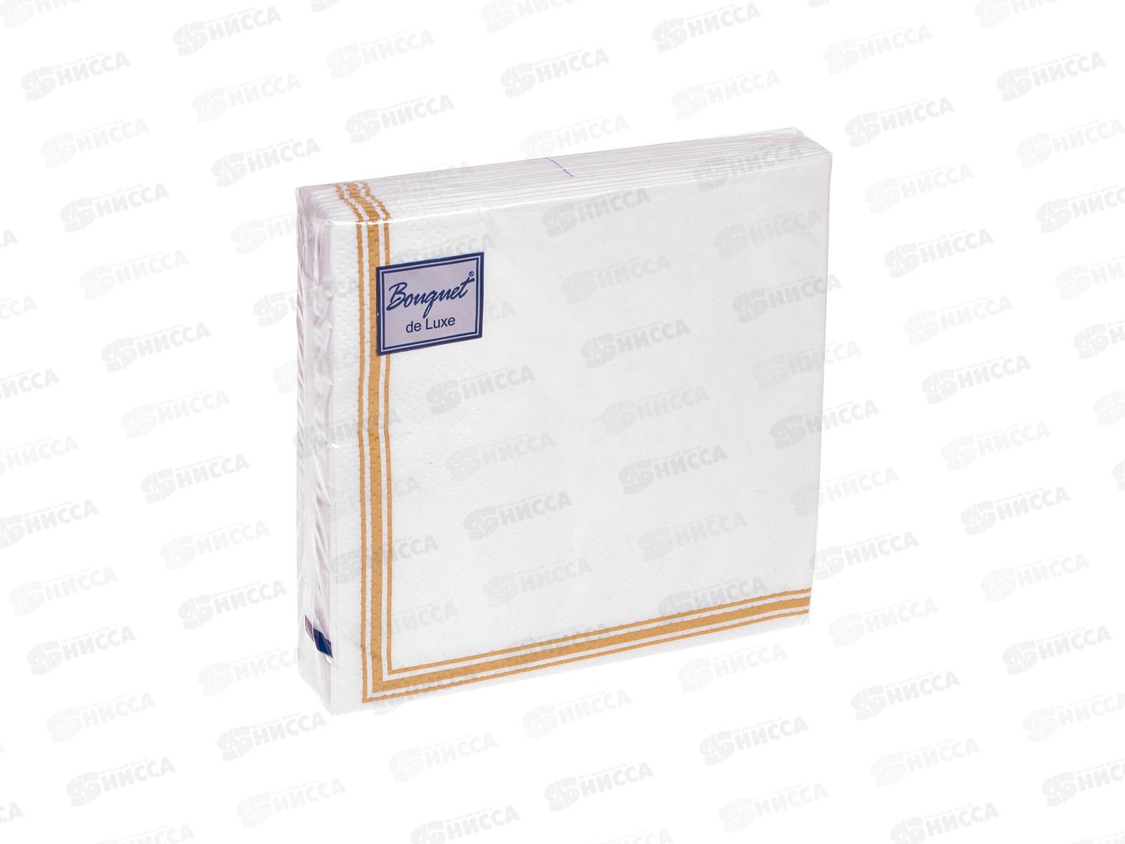 Салфетки 3 слойные 25 листов 24*24 Bouquet de Luxe Золотая рамка,37888*15