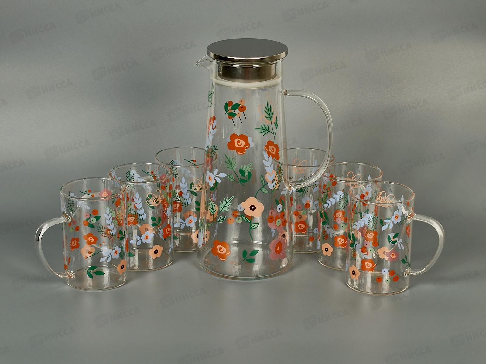Кувшин с крышкой 1500мл + 6 стаканов 300мл, AL-25449 *8