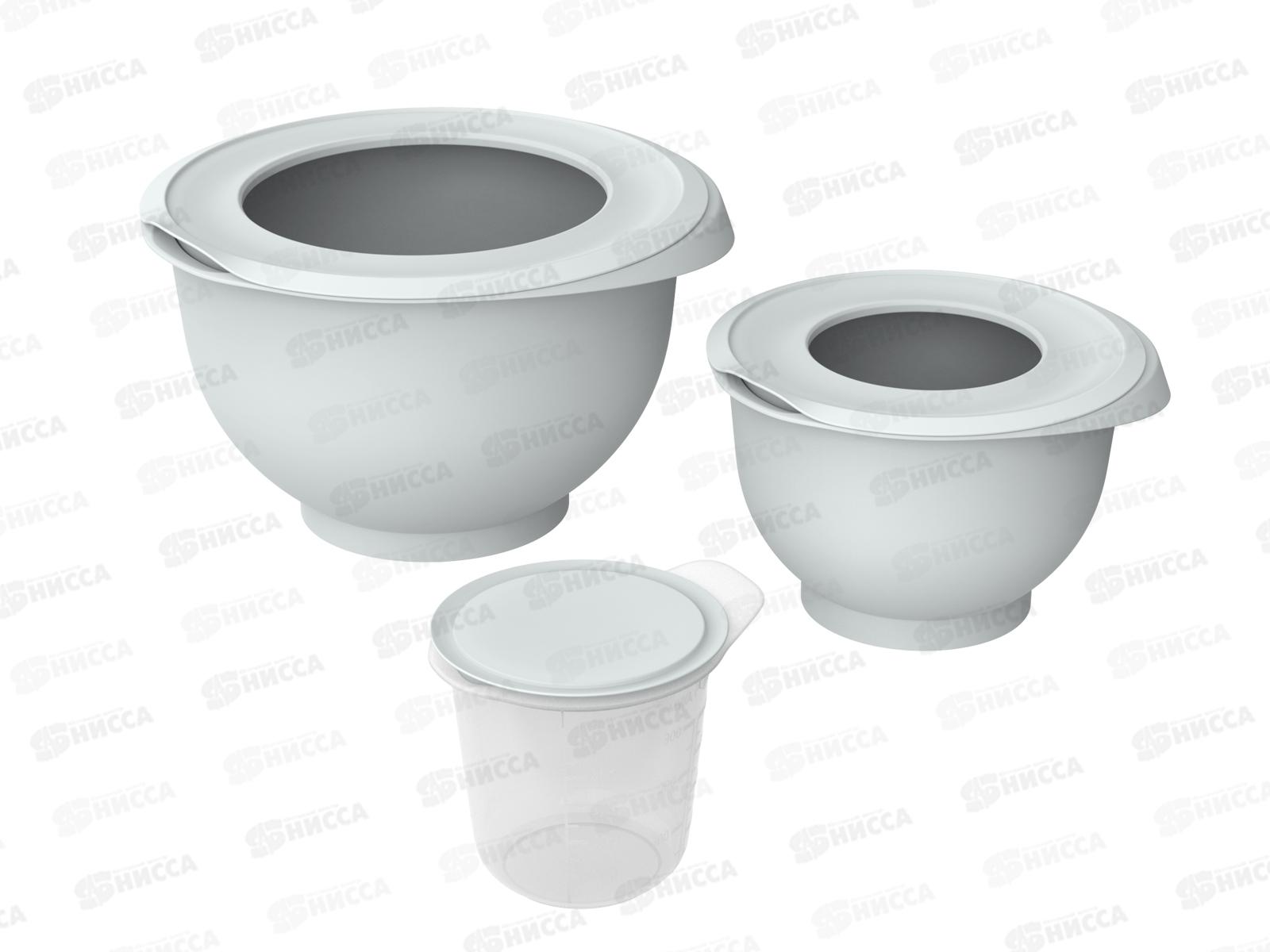 Набор мисок для взбивания с крышкой &quotКулинар&quot №1 (3шт, серый) АП 1060