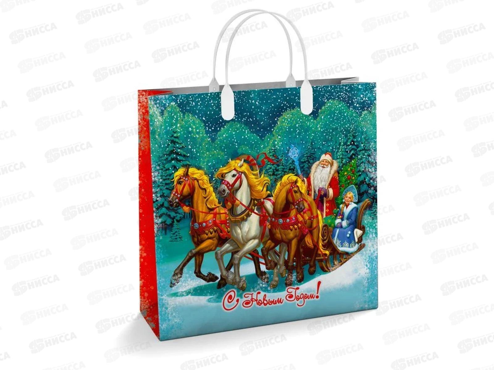 Сумочка пластик мягкий НГ 30*30 Везем подарки *40