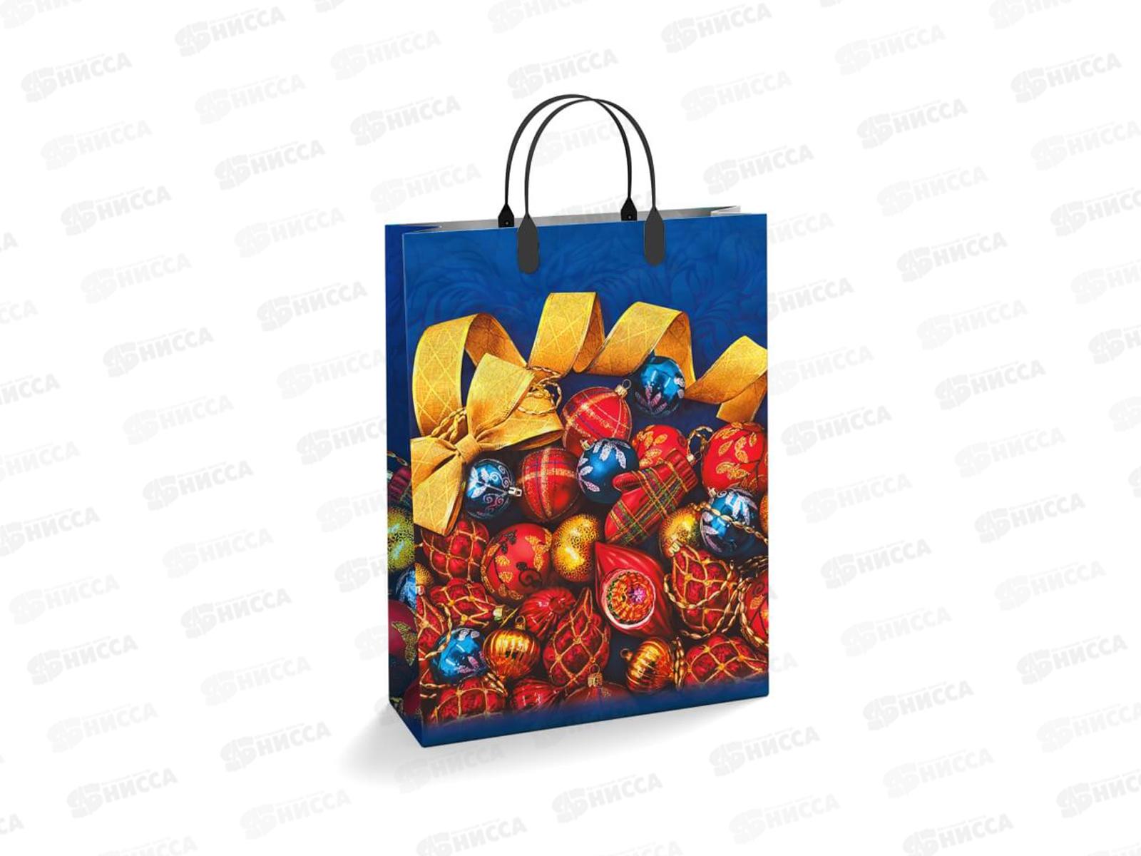 Сумочка пластик мягкий НГ 30*40 Лента золотая *40