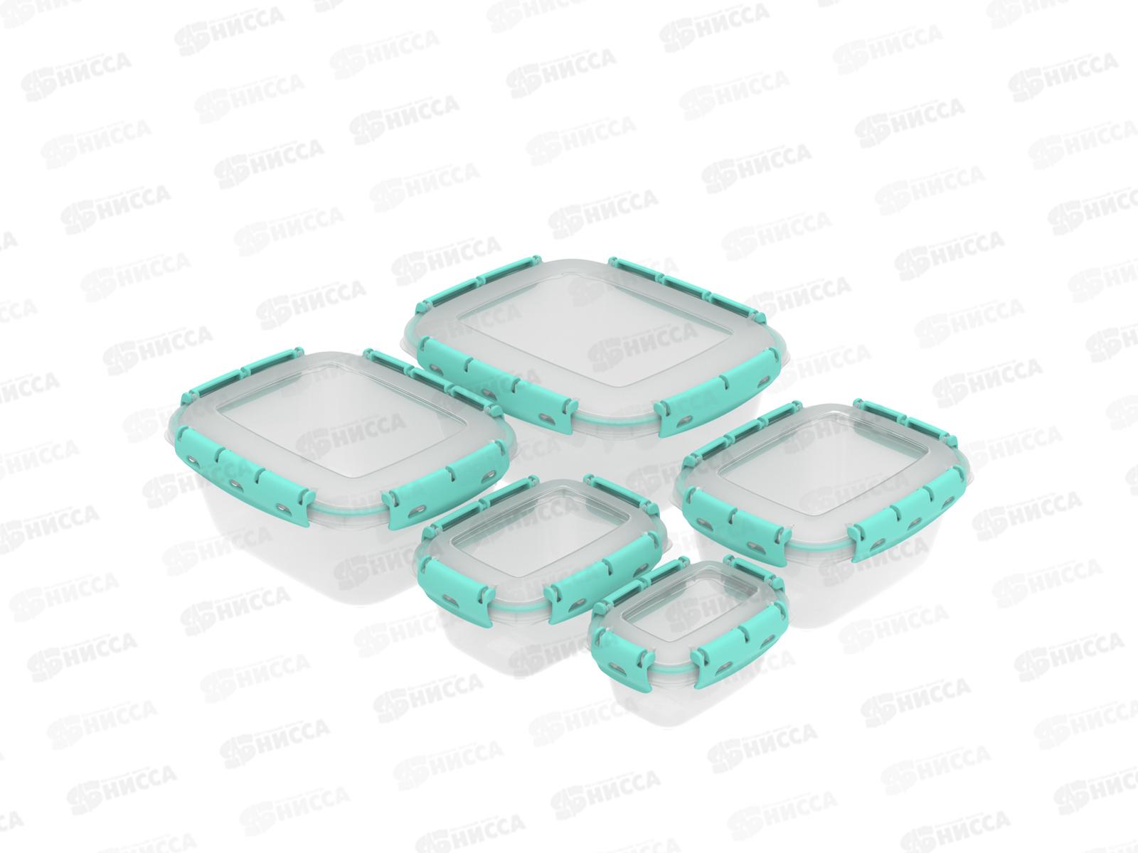 Набор контейнеров с уплотнителем №1 (ланч-боксы, 5шт), АП 716 (0,38л, 0,8л, 1,5л, 2,5л, 3,9л)  *18