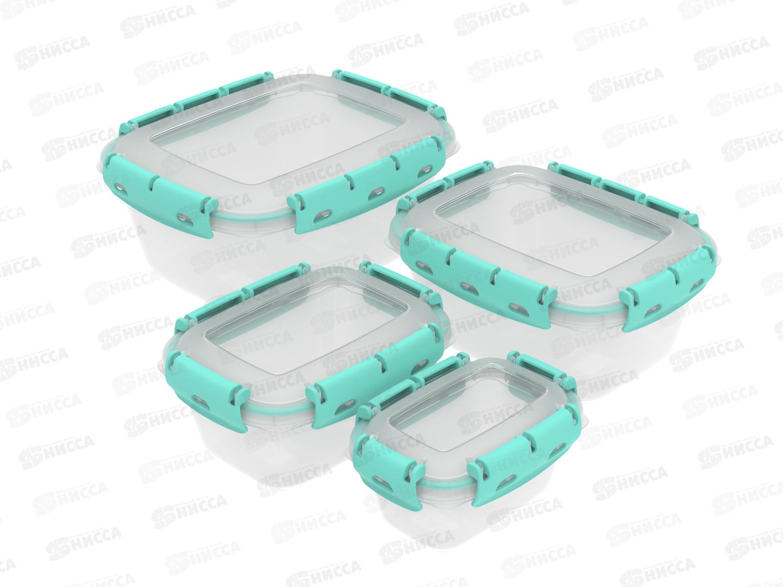 Набор контейнеров с уплотнителем №2 (ланч-боксы, 4шт), АП 717 (0,38л, 0,8л, 1,5л, 2,5л)  *24